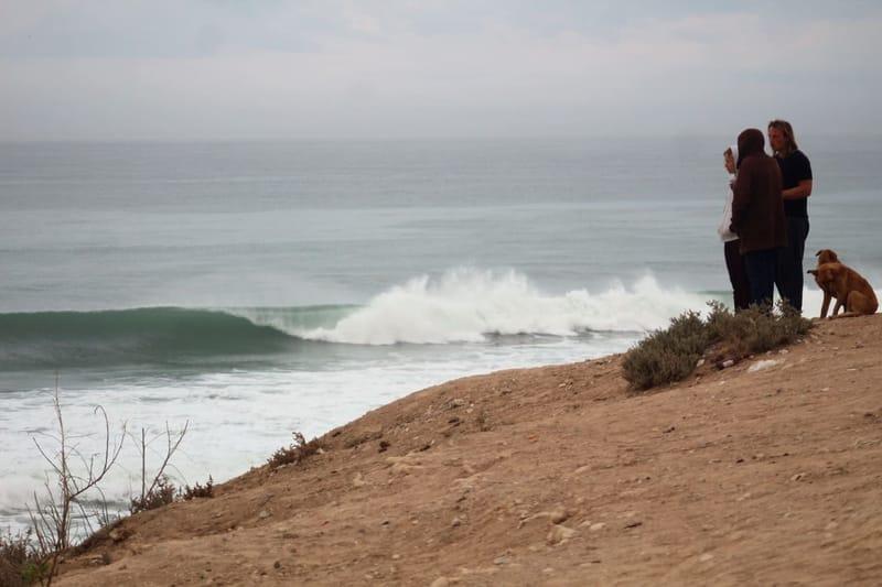 Watching a wave break from the cliff above a point break, Tamraght